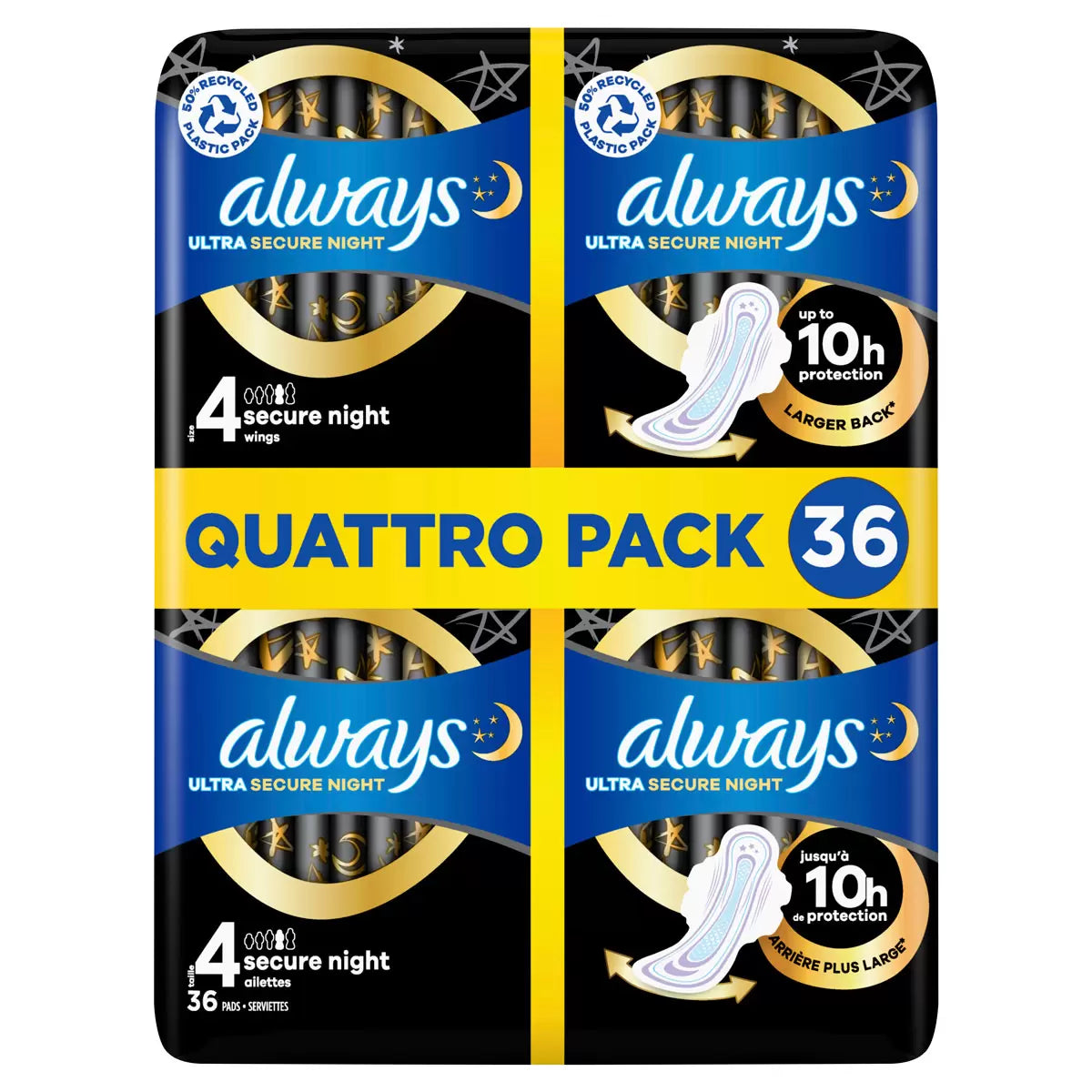 Always Ultra Night Quattro Packs, 36 Pack, multiple option