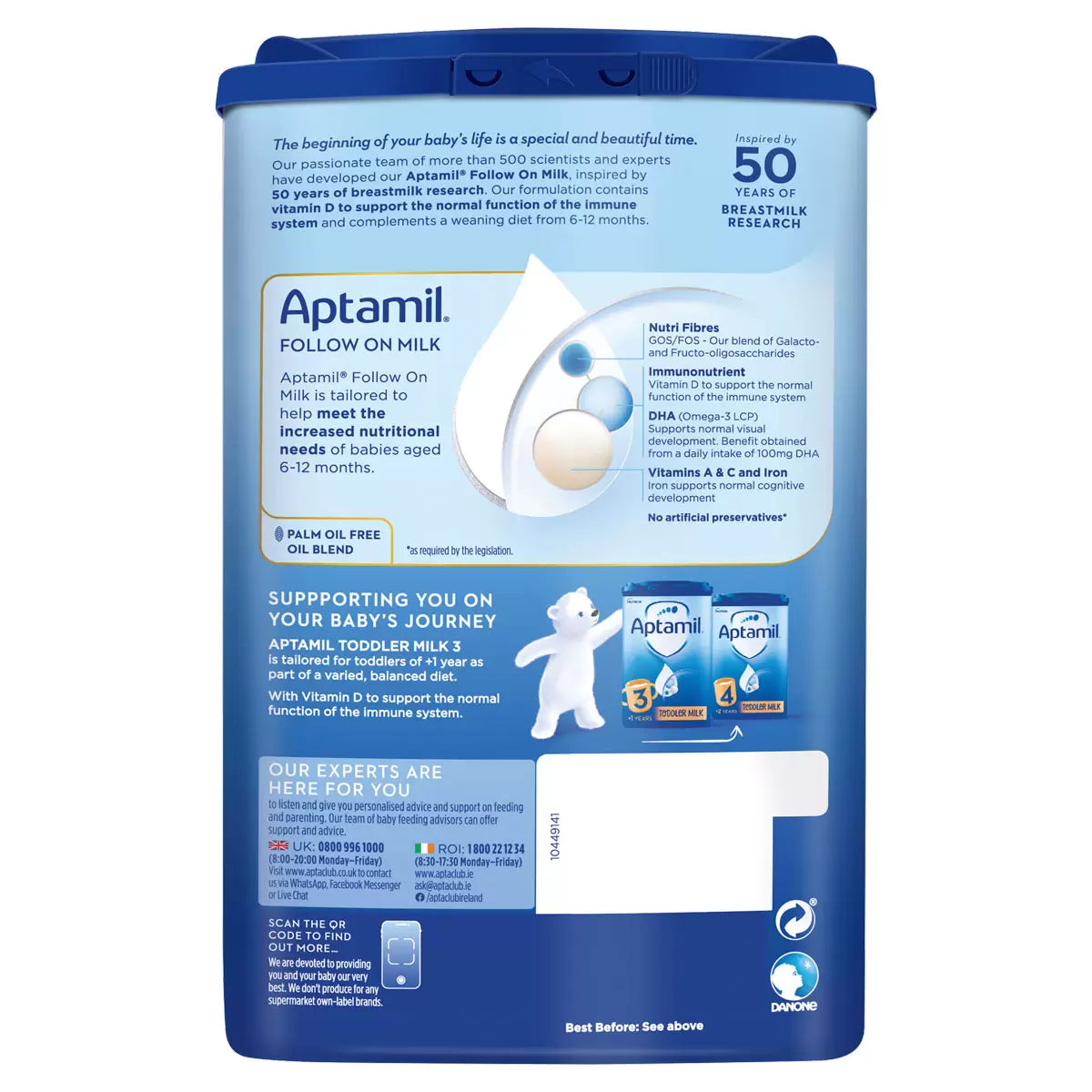 Aptamil Stage 2 Follow On Milk Powder, 3 x 700g