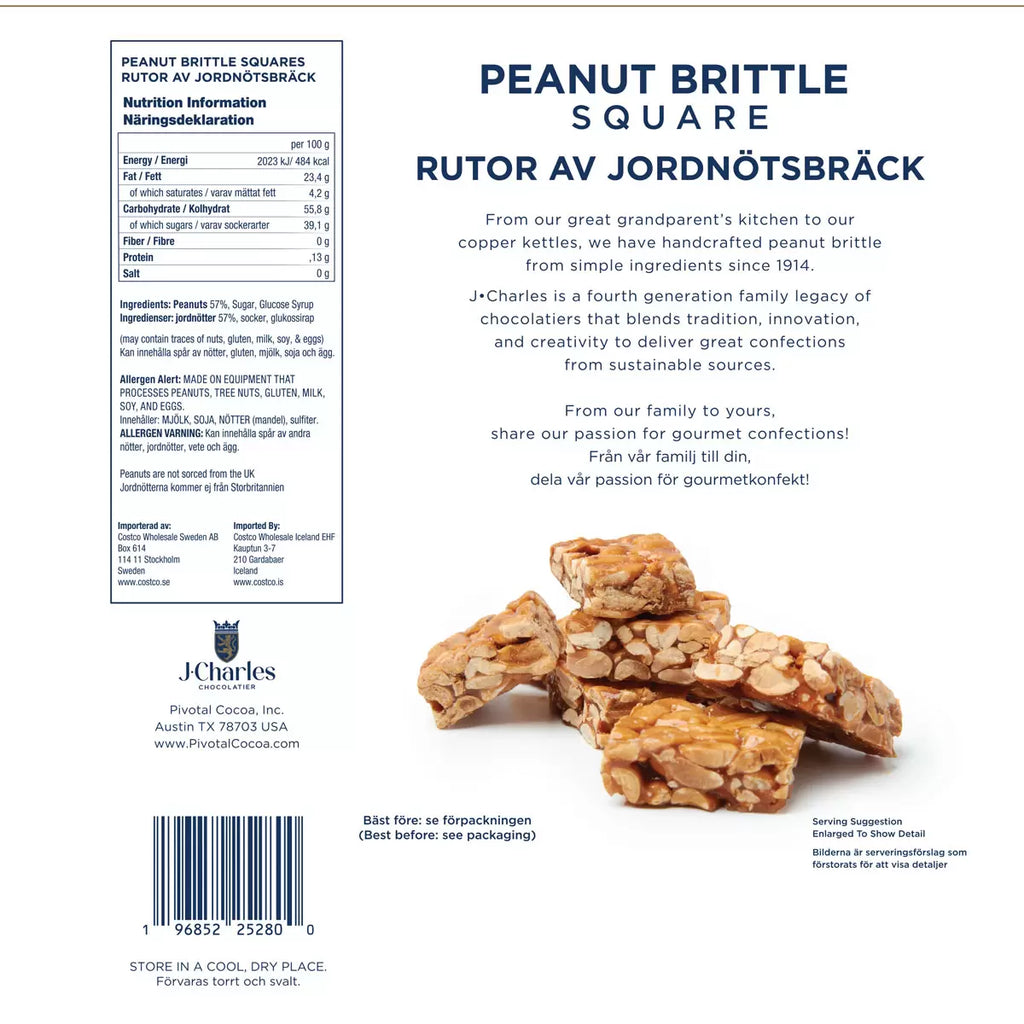 J.Charles Peanut Brittle Squares, 800g, multiple option