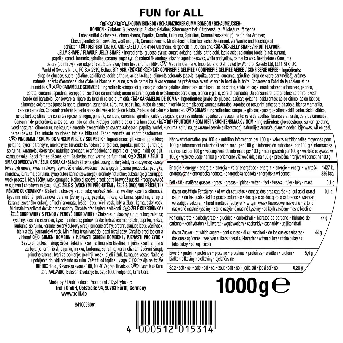 Trolli Fun for All Sweet Mix, 1kg, multiple option