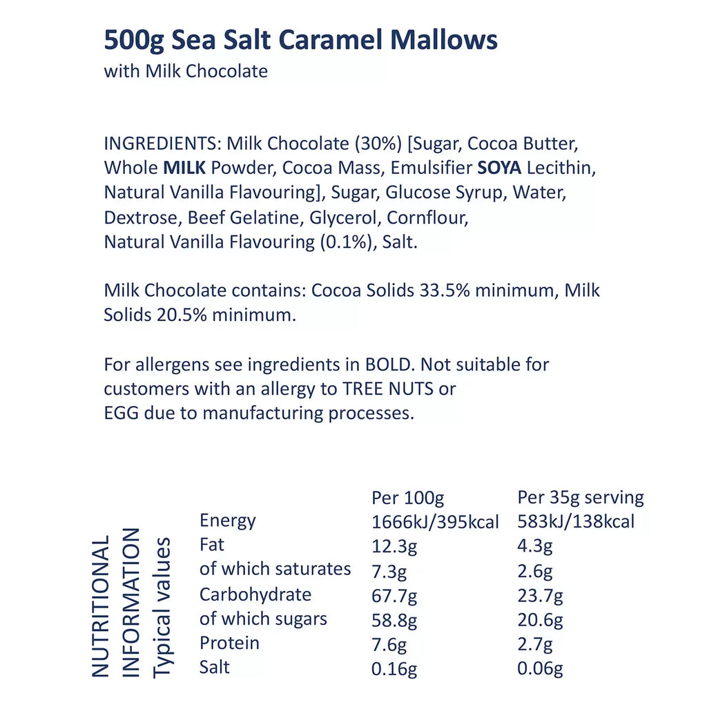J.Charles Sea Salt Caramel Mallows, 500g, multiple option