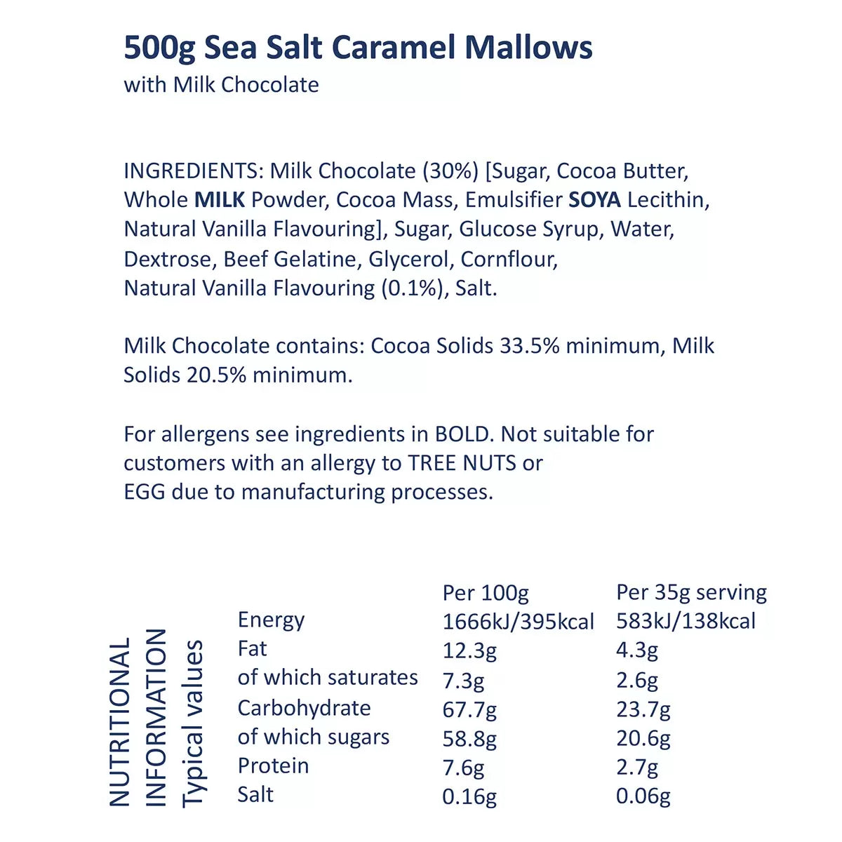 J.Charles Sea Salt Caramel Mallows, 500g, multiple option