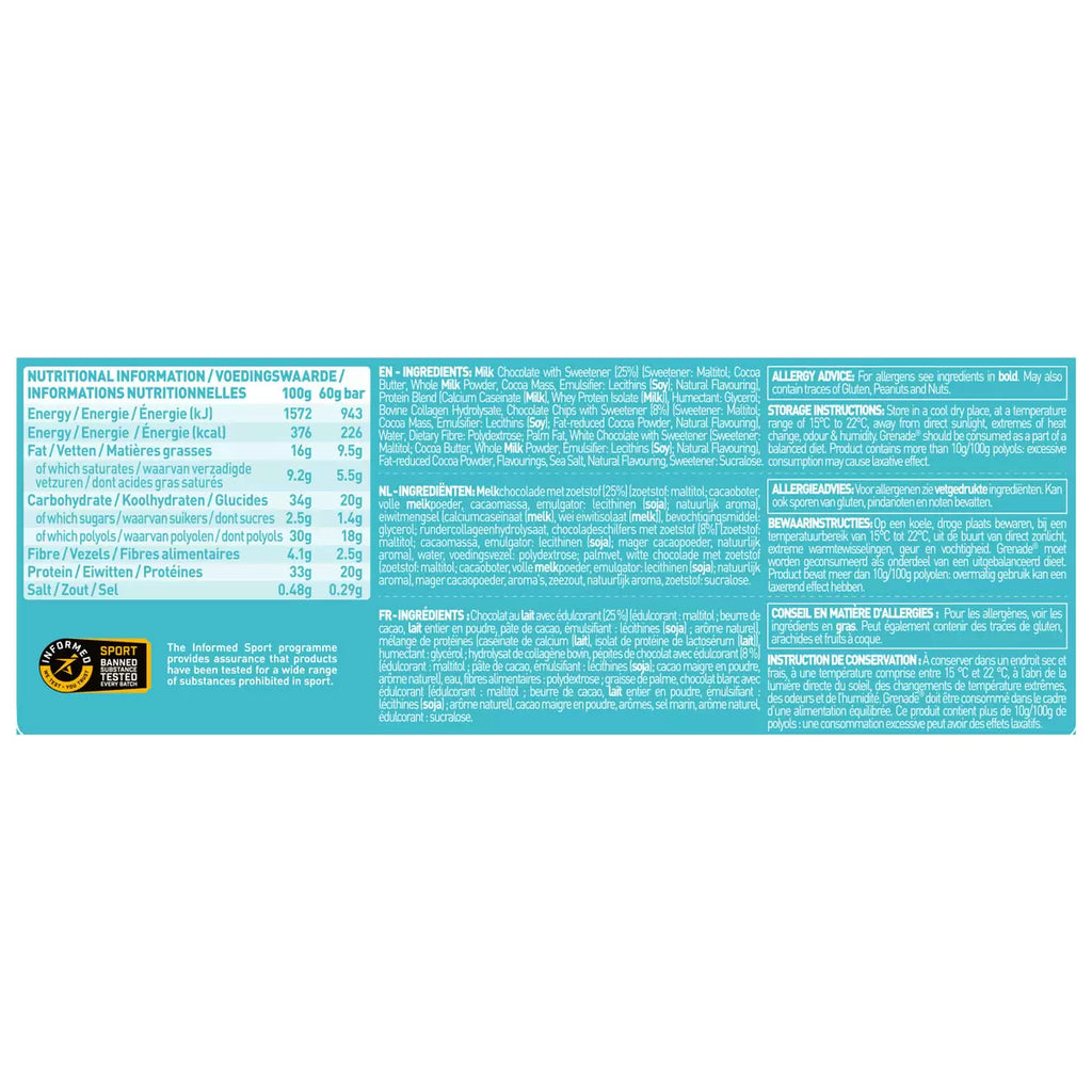 Grenade Salted Caramel Bars, 12 x 60g, multiple option