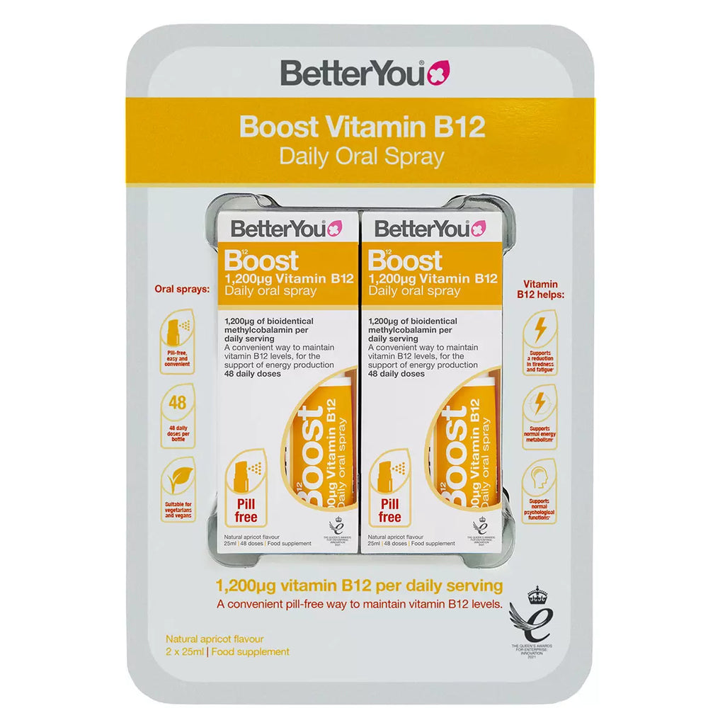 BetterYou Vitamin B12 Oral Spray, 2 x 25ml, multiple options