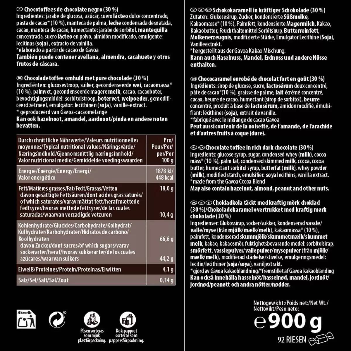 Riesen Dark Chocolate Toffee, 900g, multiple option