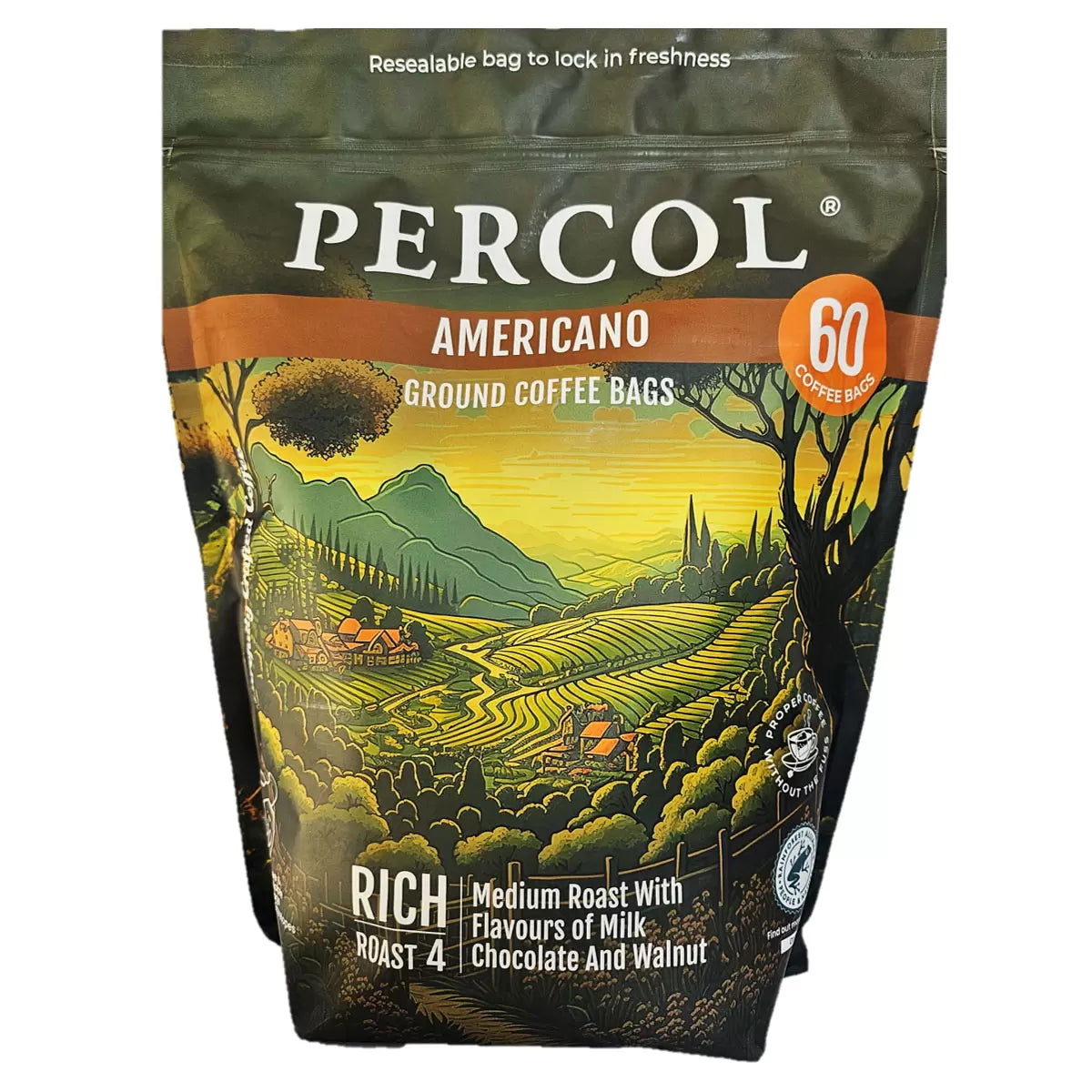 Percol Americano Medium Roast Coffee Bags, 60 x 8g, multiple option