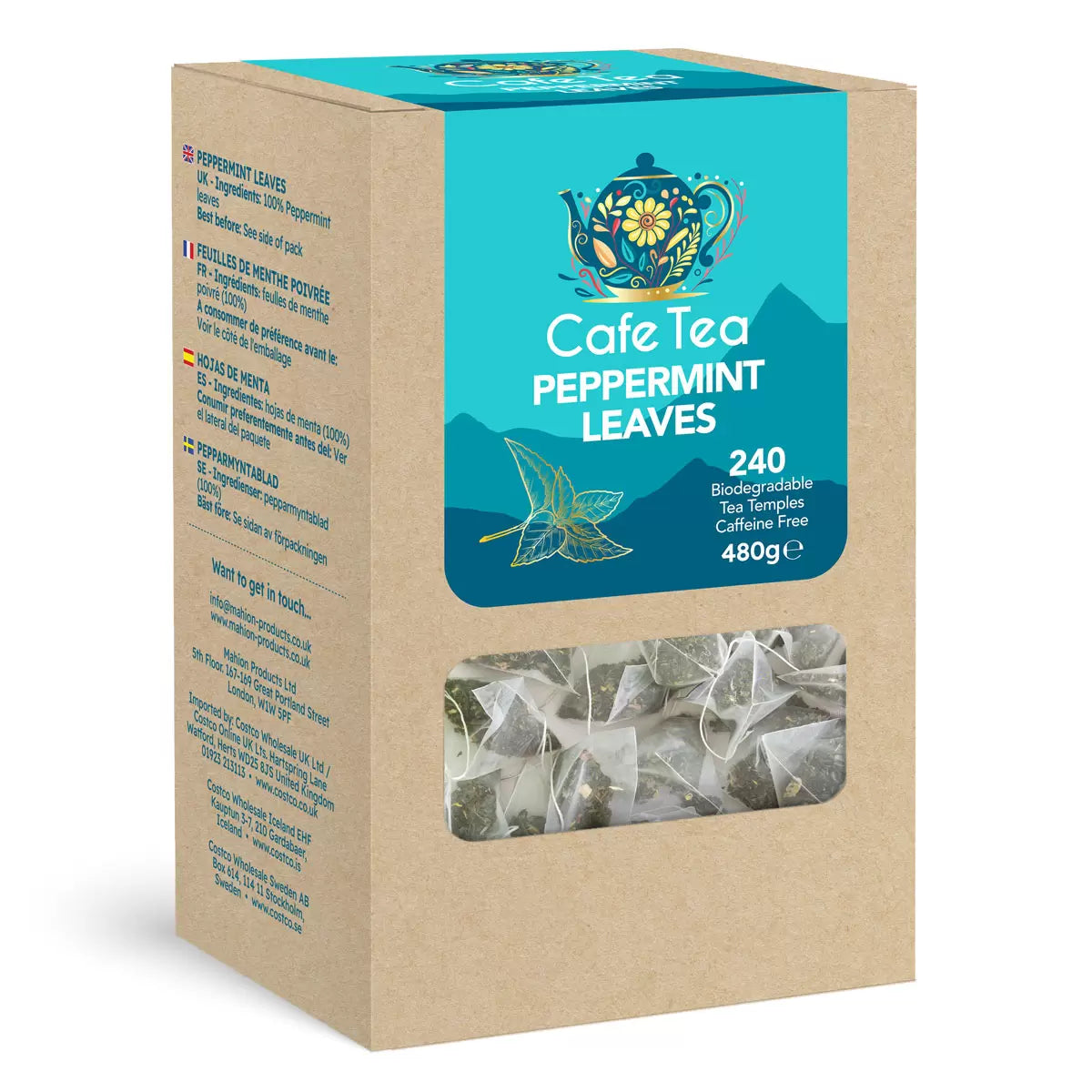 Cafe Tea 100% Peppermint Leaves Teabags, 240 Pack, multiple option