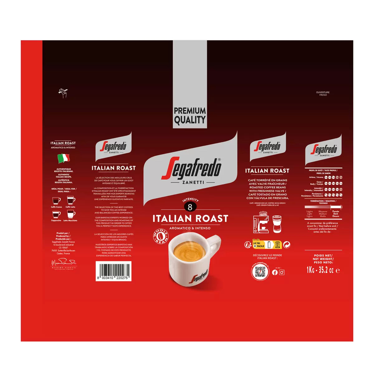 Segafredo Zanetti Italian Roast Whole Beans, 1kg, multiple options
