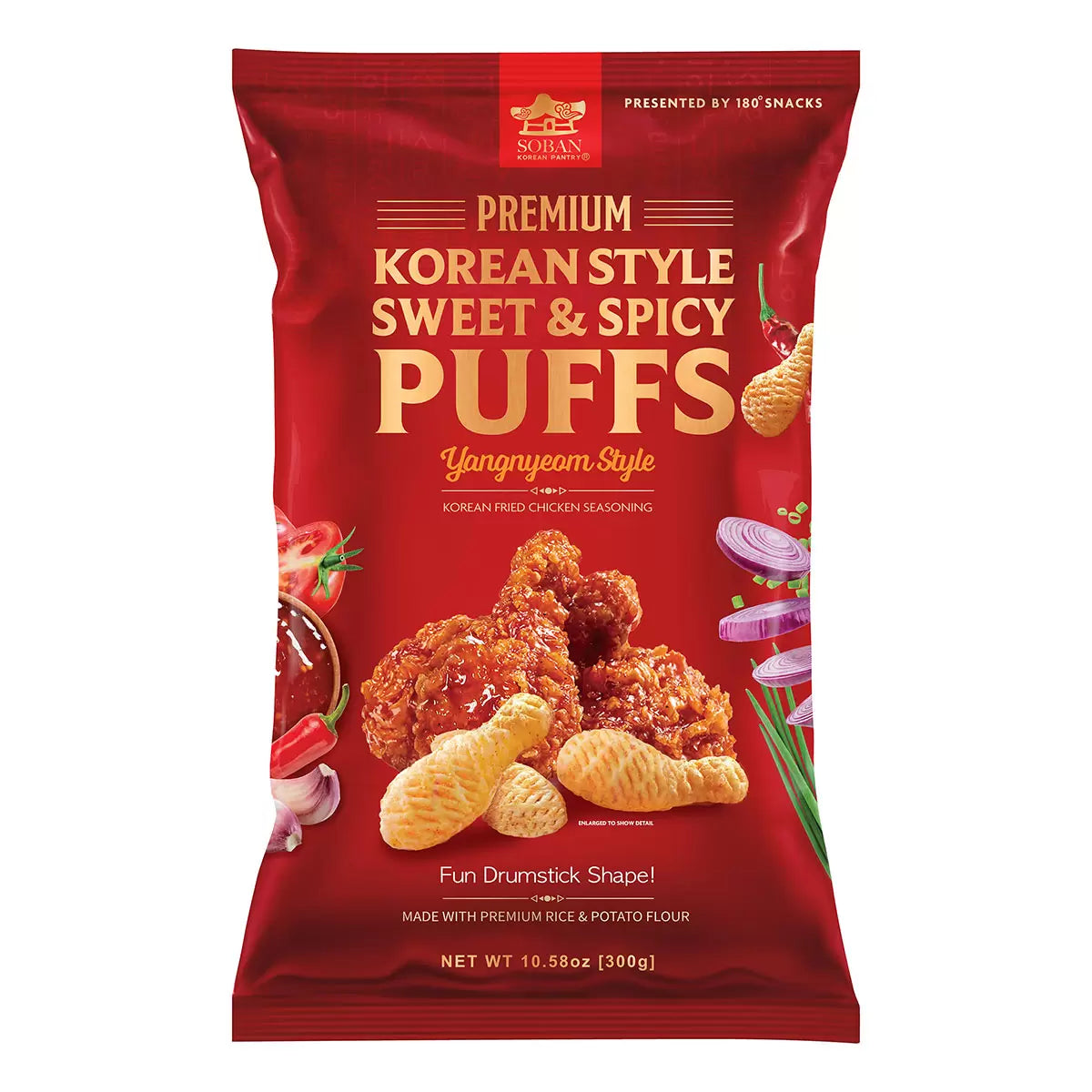 Premium Korean Style Sweet & Spicy Puffs, 300g, multiple option