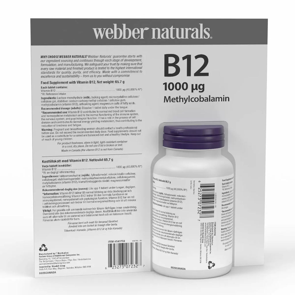 Webber Naturals B12 1000mg, 365 Count