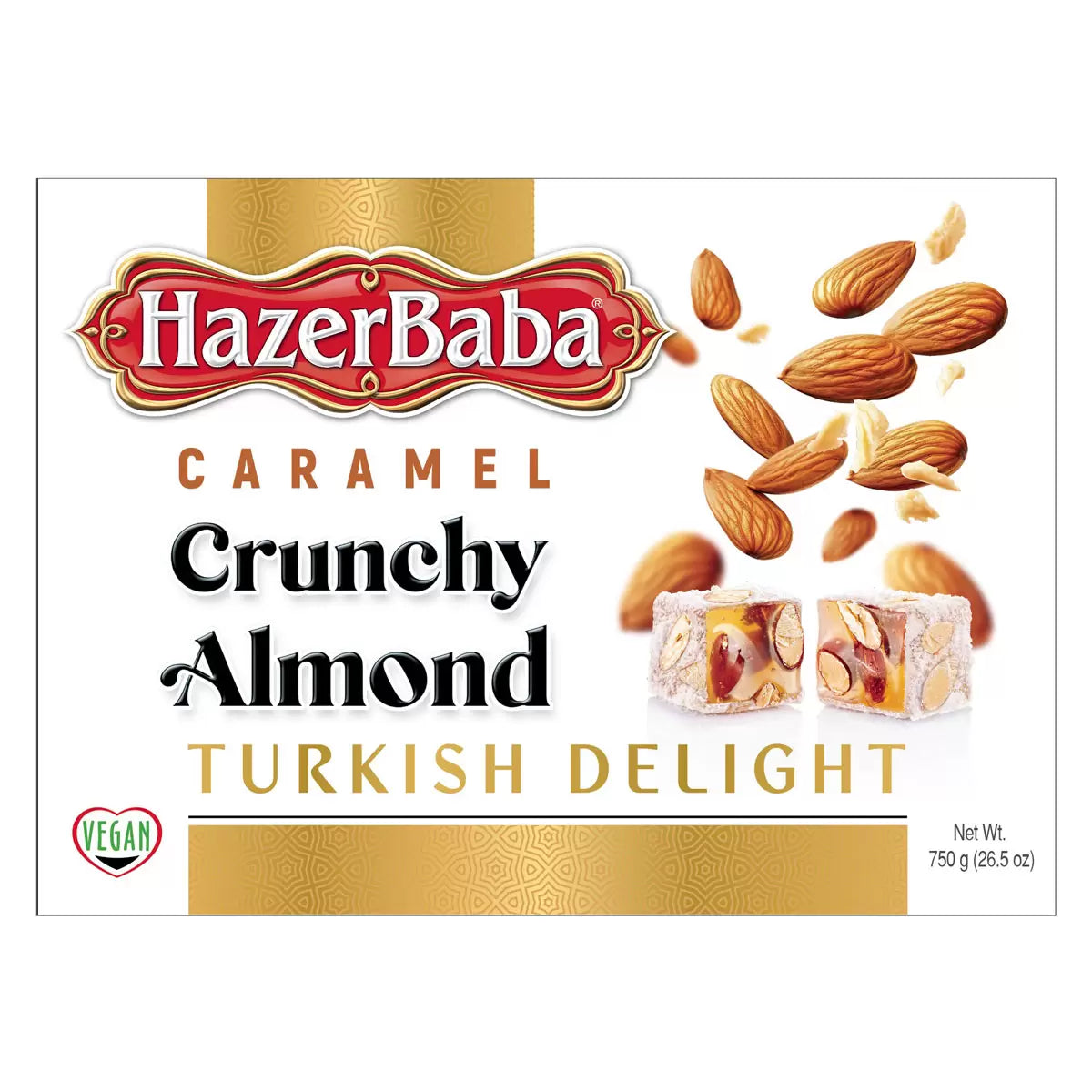 HazerBaba Turkish Delight Caramel & Almond, 750g, multiple option