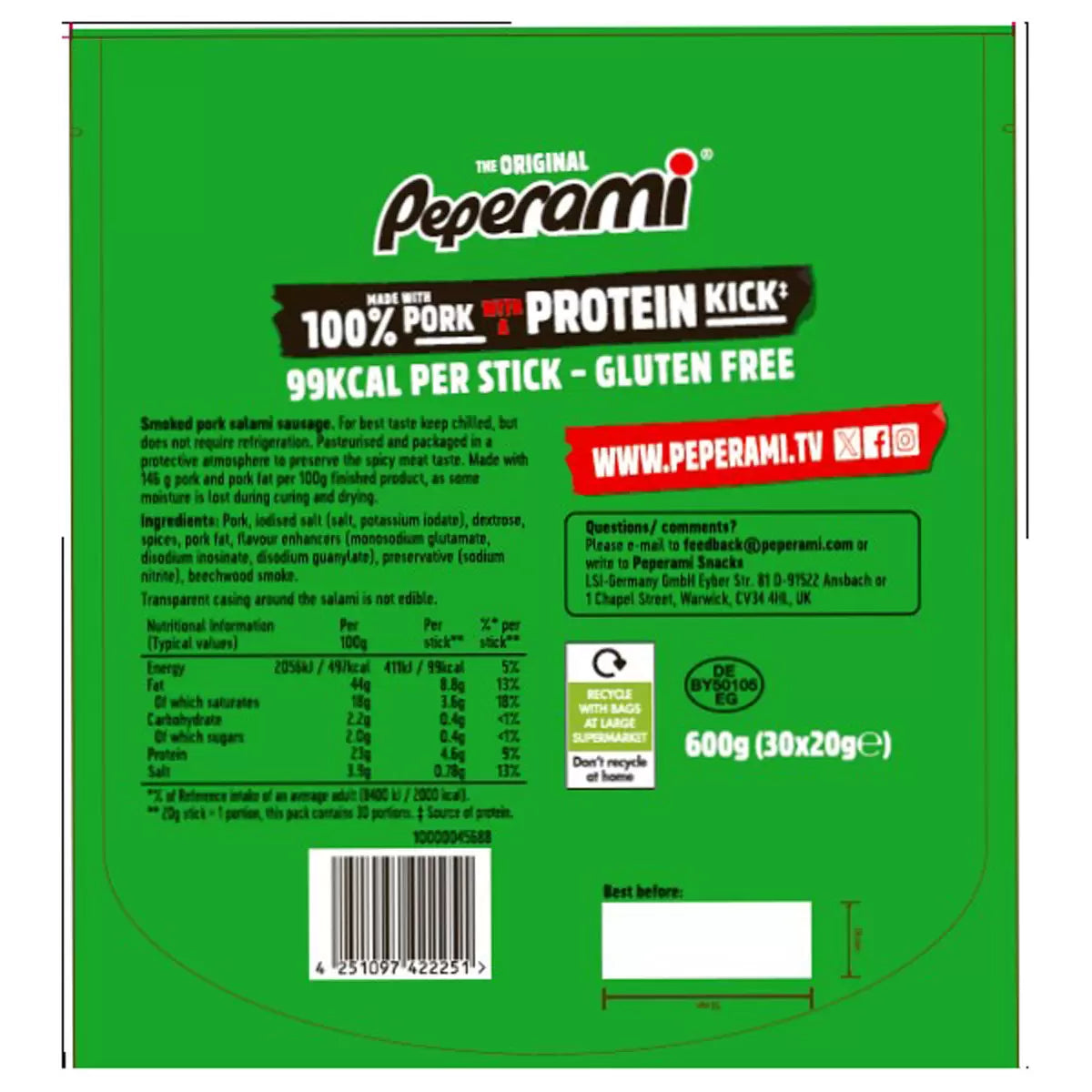 Peperami Original, 30 x 20g, multiple option