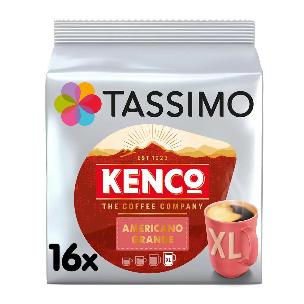 Tassimo Kenco Americano Grande XL Coffee Pods, 80 Servings (5 boxes of 16 capsules)