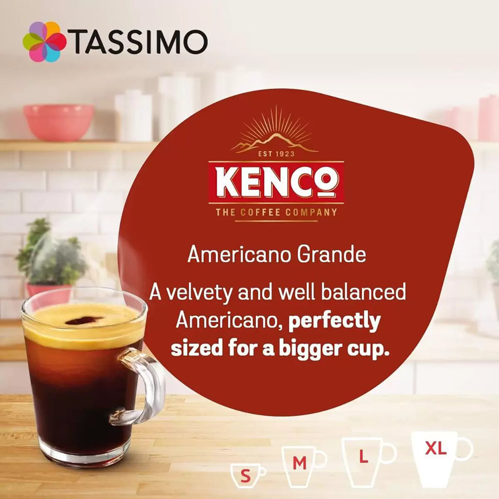 Tassimo Kenco Americano Grande XL Coffee Pods, 80 Servings (5 boxes of 16 capsules)
