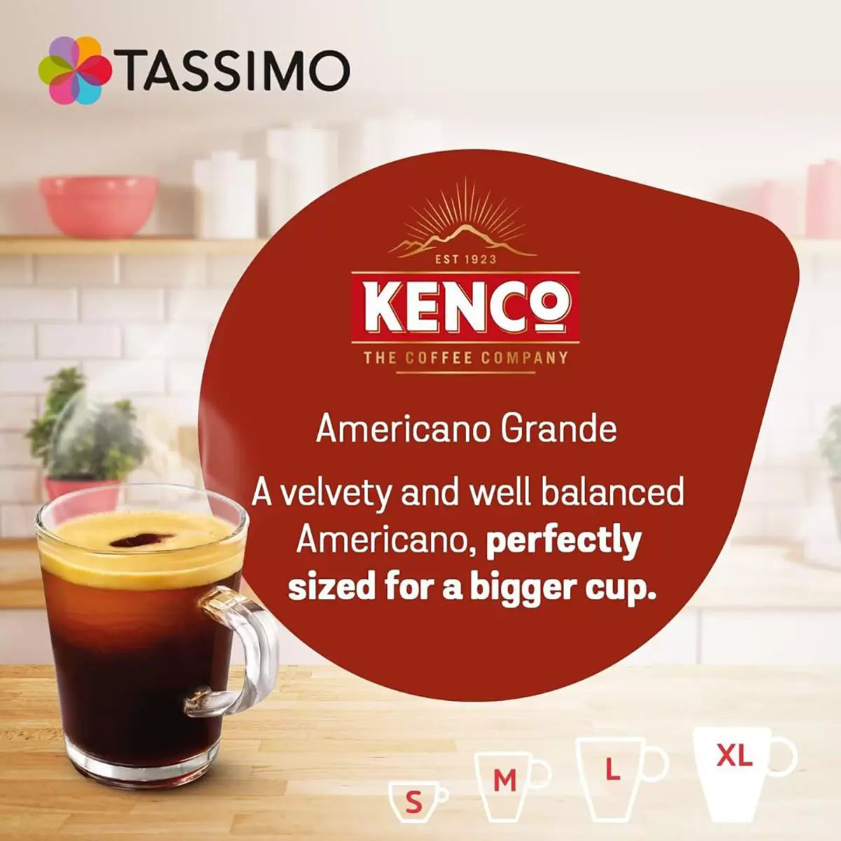 Tassimo Kenco Americano Grande XL Coffee Pods, 80 Servings (5 boxes of 16 capsules)