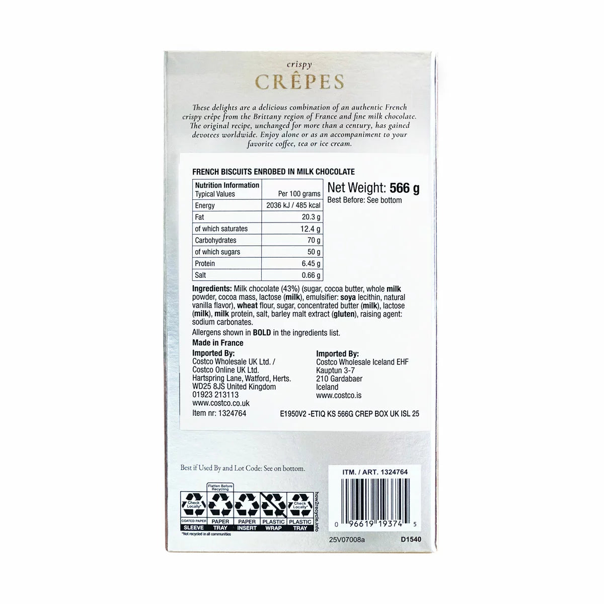 Kirkland Signature Milk Chocolate Crêpes, 566g in 2 Colours
