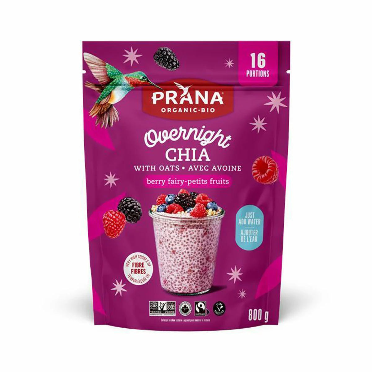Prana Overnight Oats & Chia, 800g, multiple option