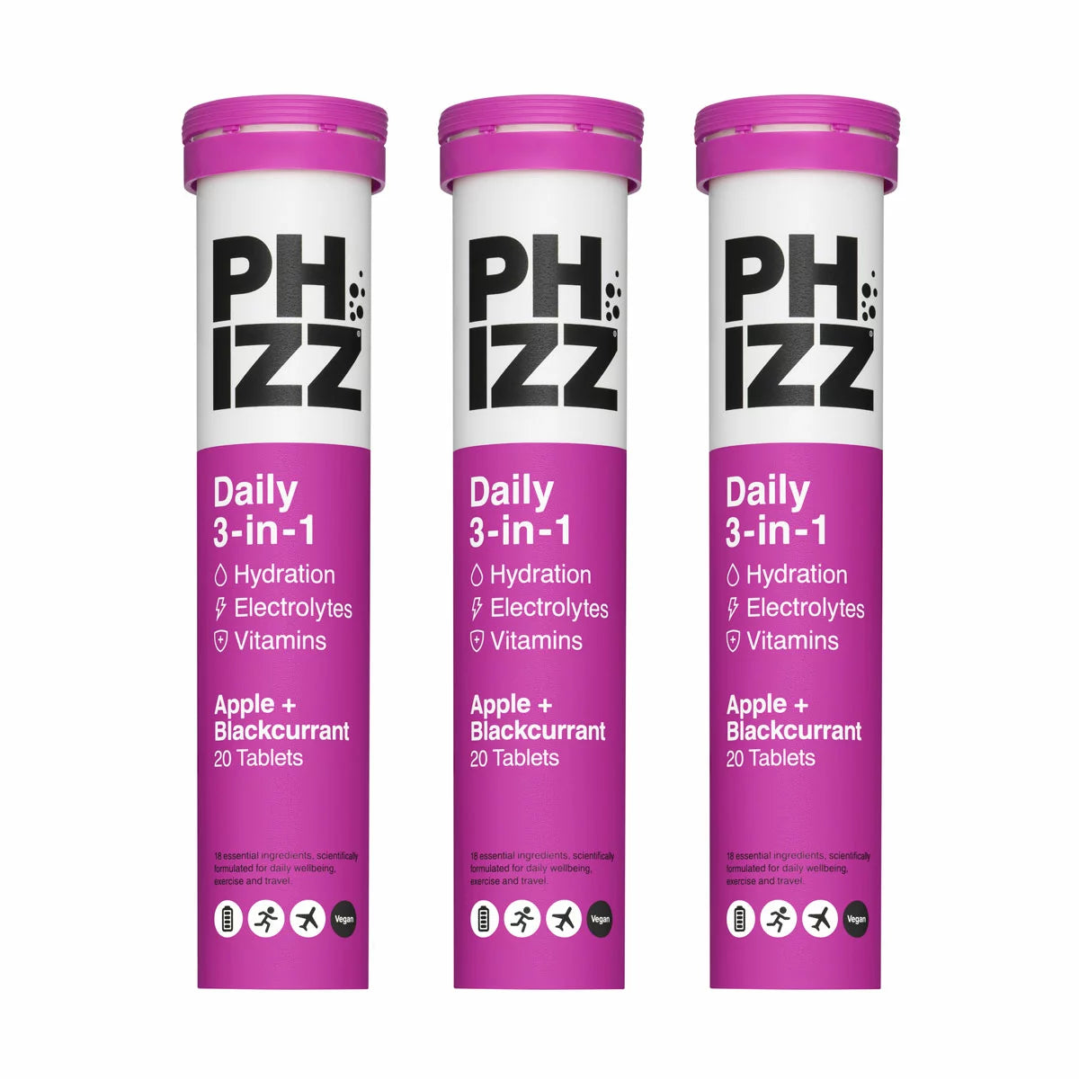 Phizz Apple & Black Currant Electrolytes, 3 x 20 Tablets