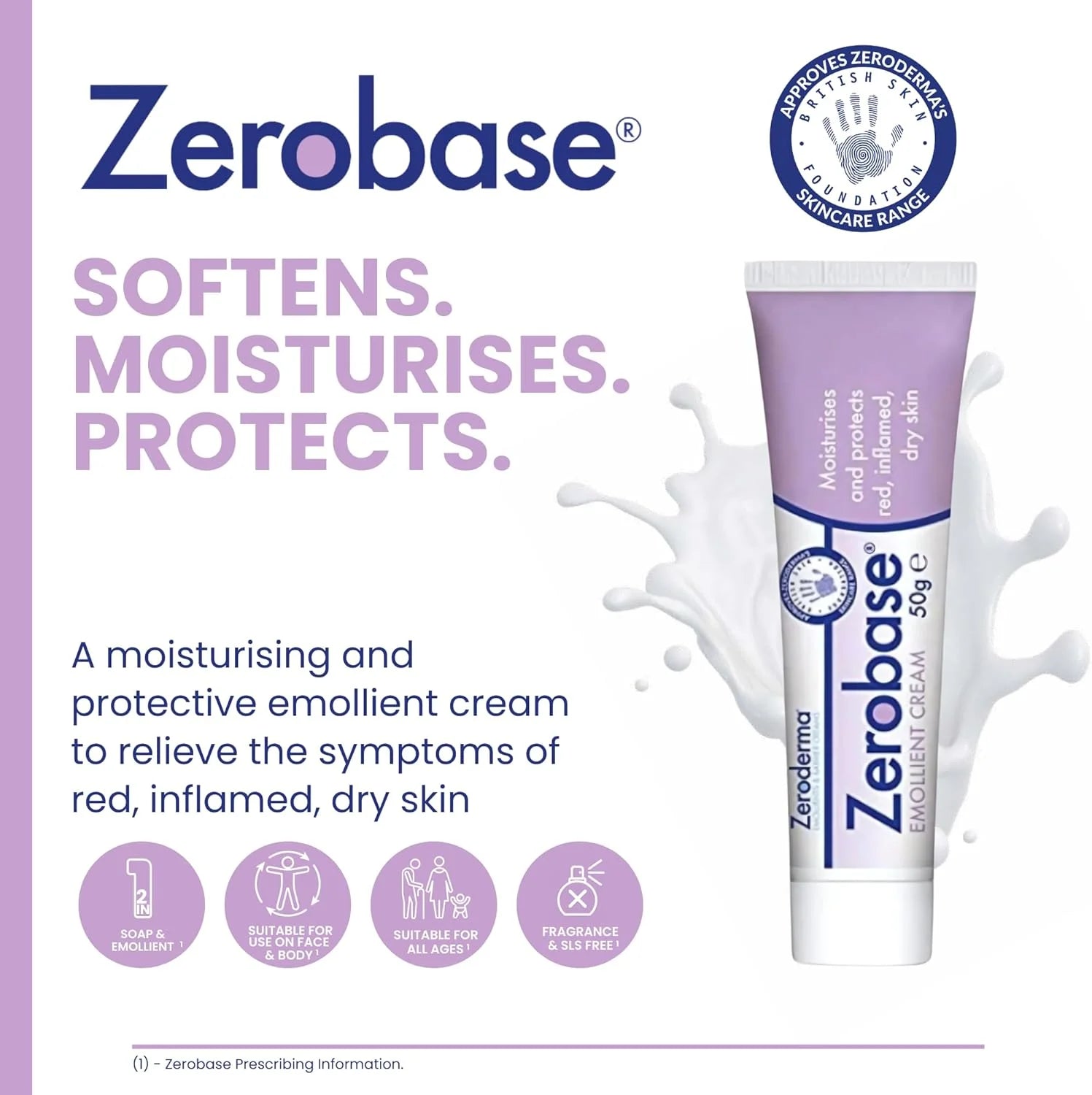 Zerobase Emollient Cream 50g (Pack 3)