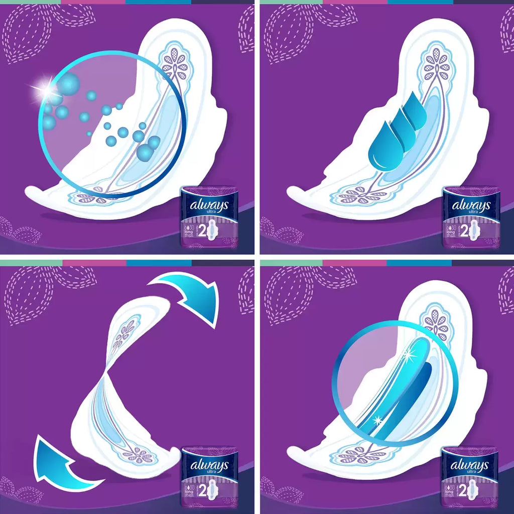 Always Ultra Long Size 2 Sanitary Towels With Wings, 48 Pads, multiple option