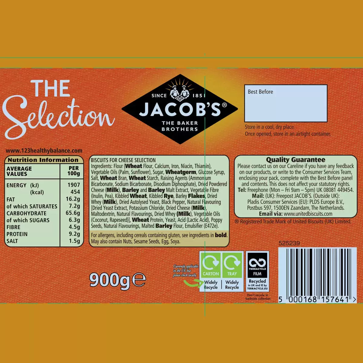 Jacob's Biscuits for Cheese Selection, 900g, multiple listing
