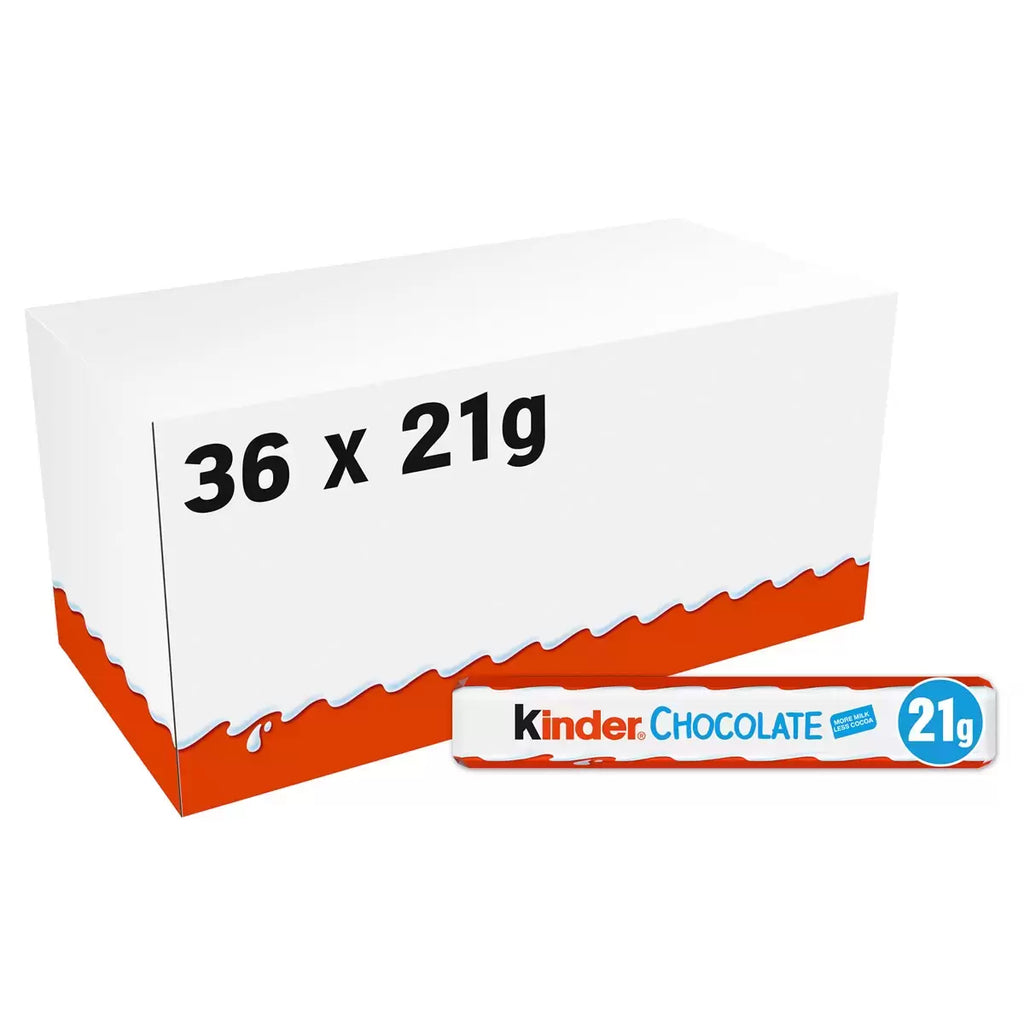 Kinder Chocolate Snackbar, 36 x 21g, multiple option
