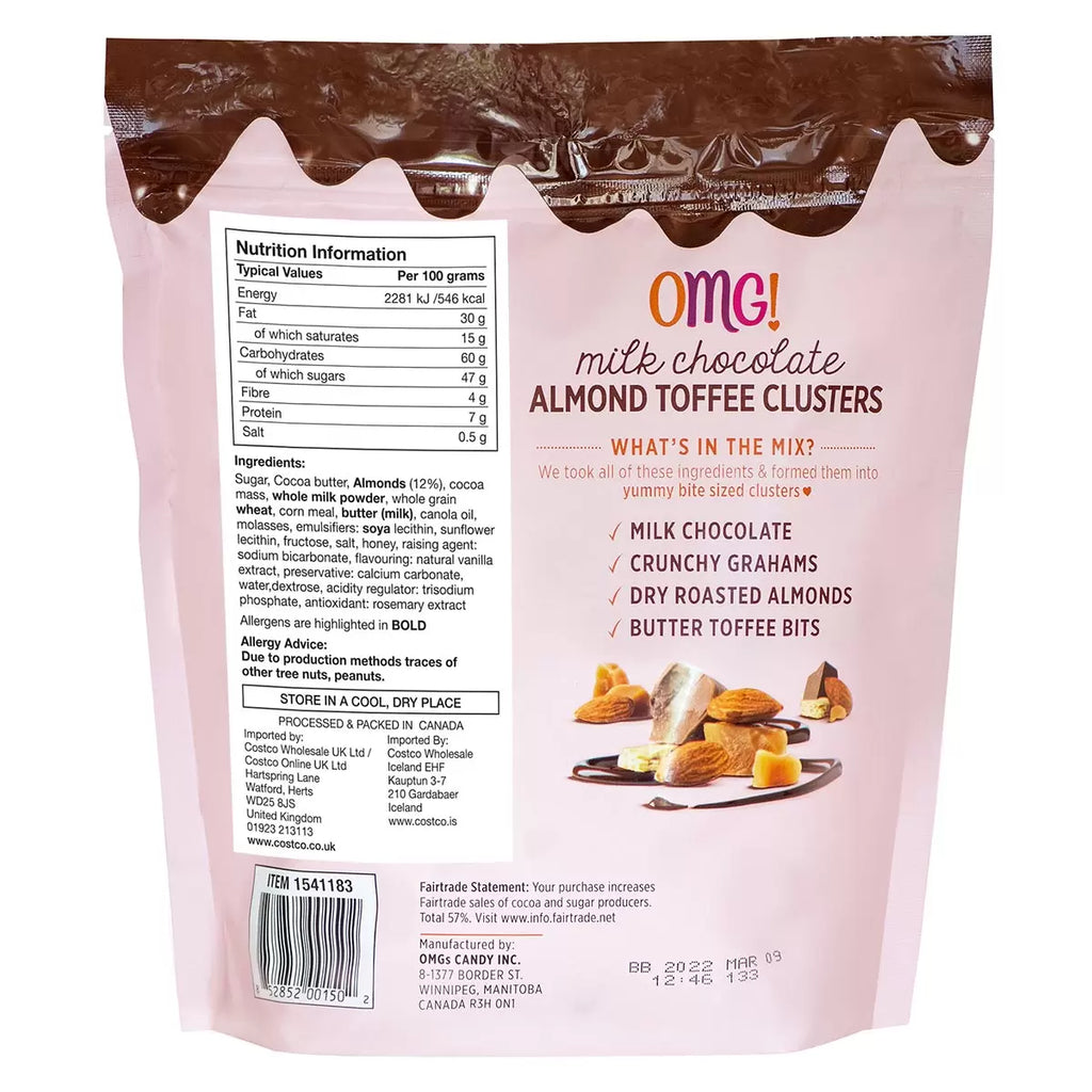 OMG! Milk Chocolate Almond Toffee Clusters, 680g, multiple option