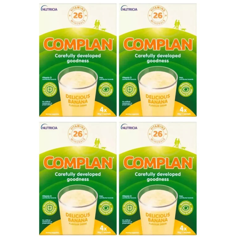 Complan Banana Flavour Nutrition Drink Powder 4 x 57g Sachets Pack-4