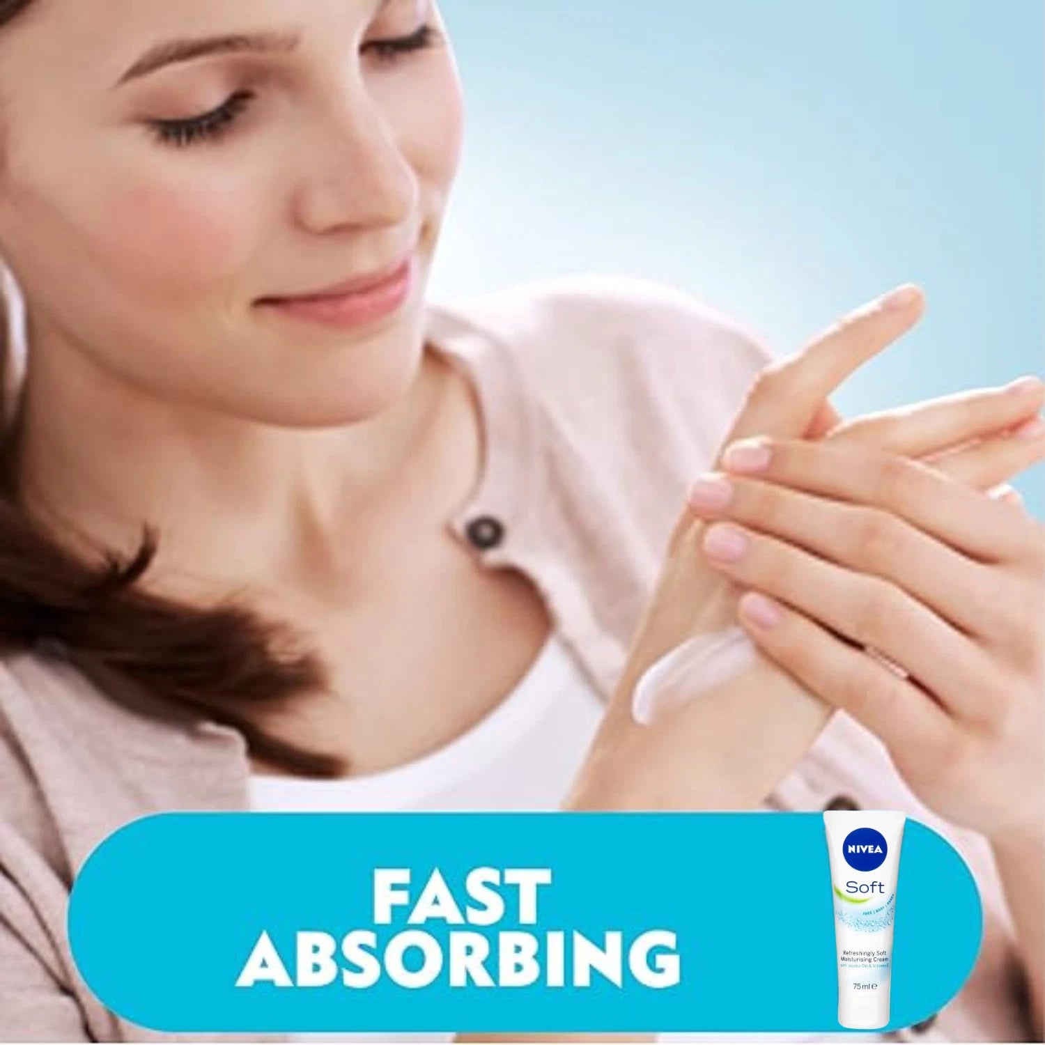 Nivea Soft Moisturiser Cream for Face Hands And Body 75ml Pack Of 3